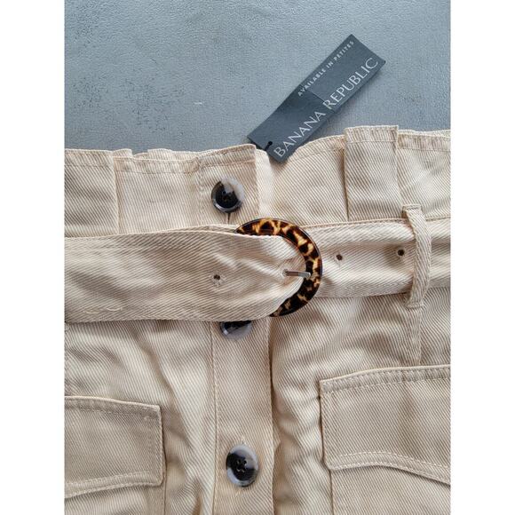 NWT‎ Banana Republic Paperbag Utility Tortoise Belted Cotton Linen Blend Skirt 8 - Picture 2 of 6